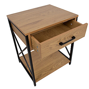 Приставной столик/прикроватная тумбочка HEDVIG 48x40xH60см, ясень/черный