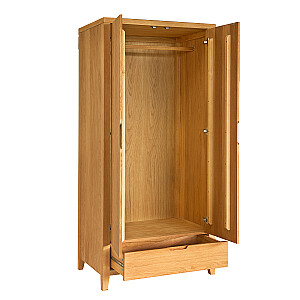 Шкаф CHAMBA с 2 дверцами и 1 ящиком, 90x58xH198см, дерево: дубовый шпон, цвет: натуральный