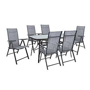 Комплект садовой мебели ДУБЛИН стол и 6 стульев, серый