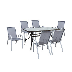 Комплект садовой мебели ДУБЛИН, стол и 6 стульев, серый