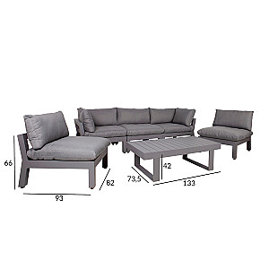 Комплект садовой мебели FLUFFY модульный пол и стол, серый