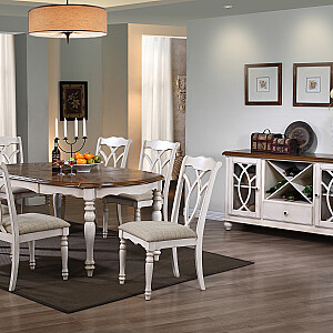 Кухонный комплект LILY с 6 стульями (14357) 106,5x137 + 45xH76см, раздвижной