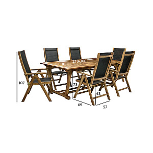 Комплект садовой мебели FUTURE, стол и 6 стульев (2782), раздвижной, дерево: акация, отделка: шпон