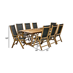 Комплект садовой мебели FUTURE, стол и 8 стульев (2782), раздвижной, дерево: акация, отделка: шпон