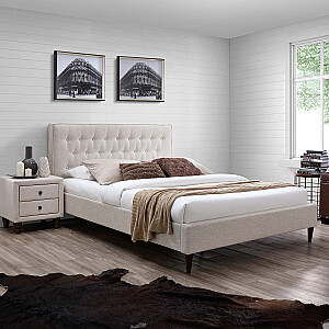 Кровать EMILIA с матрасом HARMONY DUO (86741) 90x200см, отделка мебельной тканью, светлый: светлый бежевый