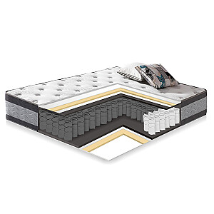 Кровать SANDRA, с матрасом HARMONY DUO (86744) 160x200см, покрытие из мебельного текстиля, острый: светло-серый