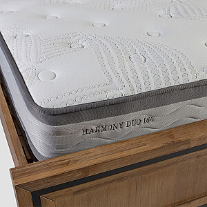 Gulta SANDRA, ar matraci HARMONY DUO (86744) 160x200cm, apšuvums no mebelu tekstila, krasa: gaiši peleka