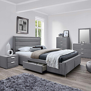 Кровать CAREN с 4 ящиками, с матрасом HARMONY DELUX (85266) 160x200см, обивка мебельный текстиль, острый: пелека