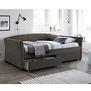 Кровать GENESIS с матрасом HARMONY TOP (86861) 90х200см, с 2 ящиками, материал: пледовый текстиль, цвет: серый