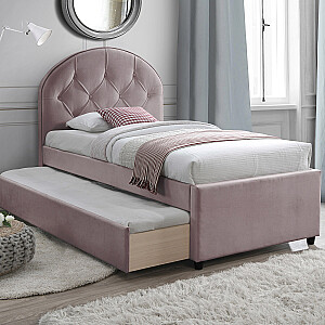Кровать LARA 90x200см с двумя матрасами HARMONY UNO, лиловый розовый
