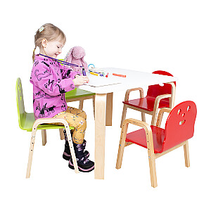 Детский комплект HAPPY стол и 4 стула, белый/красный/синий
