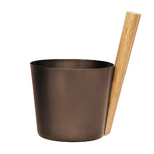 Алюминиевое ведро, бамбуковая ручка, коричневое/черное.