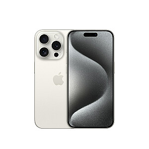 Apple iPhone 15 Pro, 15,5 cm (6,1 collas), divas SIM kartes, iOS 17, 5G, USB Type-C, 128 GB, titāns, balts