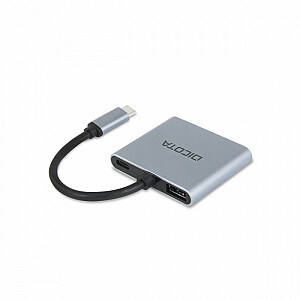 Pārnēsājams USB-C 4-in-1 doks 4K 2xHDMI 100W PD doks