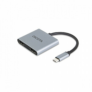 Pārnēsājams USB-C 4-in-1 doks 4K 2xHDMI 100W PD doks
