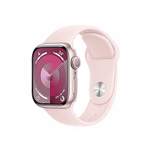 Apple Watch Series 9 GPS, розовый алюминиевый корпус, 41 мм, светло-розовый спортивный ремешок — S/M