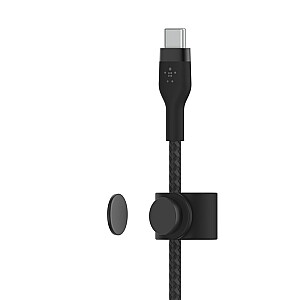 Belkin BOOST^CHARGE PRO elastīgs USB kabelis, 2 m, USB 2.0 USB C, melns