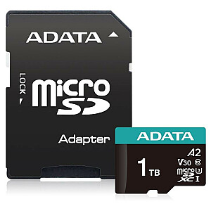 Micro SD PremierPro 1TB UHS1 U3 V30 100/85 MB/s + adapteris