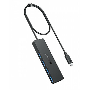Četri vienā 5Gbps USB-C centrmezgls, melns