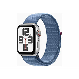 Apple Watch SE GPS + Cellular, 40 мм, серебристый алюминиевый корпус, спортивный браслет зимнего синего цвета
