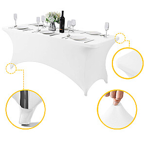 Universāls galdauts ēdināšanas galdam 180 cm 6 pēdas balta elastīga