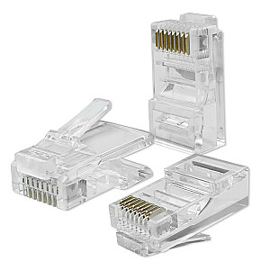 Modulārais RJ45 savienotājs | CAT5e | USP | Apzeltīti kontakti | 100 gab