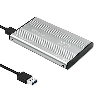 Mājoklis | kabata 2,5 collu HDD SSD SATA3 diskdziņiem | USB 3.0 | Sudrabs