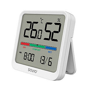 Temperatūras mitruma sensors iekštelpu LCD ekrāns Pulkstenis datums Magnētiskais turētājs CT-01/W Balts