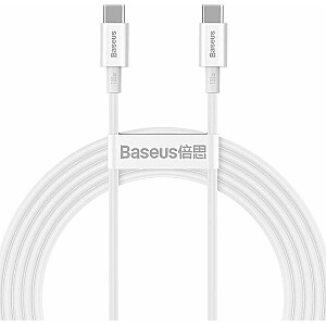 USB kabelis Baseus USB-C uz USB-C, 2 m, balts (BSU2861WHT)