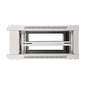 Шкаф подвесной стеллаж 4U 600х600 серый со стеклянными дверцами