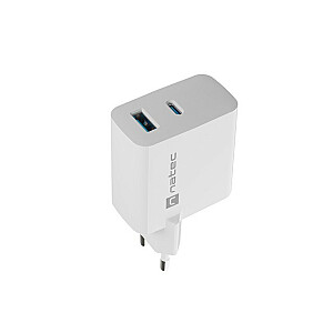 Ribera GAN 1X USB-A + 1X USB-C 45W lādētājs Balts