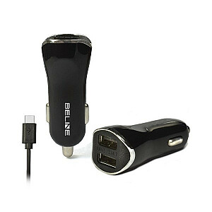 Автомобильное зарядное устройство 2xUSB + USB-C 2.1A, чёрное