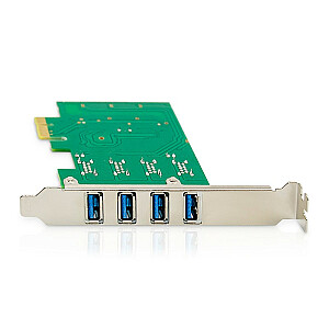 Paplašināšanas karte (kontrolleris) USB 3.0 PCI Express 4xUSB 3.0, zema profila mikroshēmojums: VL805