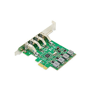 Плата расширения (контроллер) USB 3.0 PCI Express 4xUSB 3.0, низкопрофильный набор микросхем: VL805