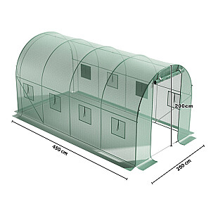 Теплица садовая фольгированная тоннель, многосезонный металлокаркас, зеленая пленка 4,5х2х2м