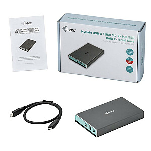 MySafe USB 3.0/USB-C Gen.2 korpuss, 2 SATA M.2 diskdziņi, RAID 0/1/JBOD