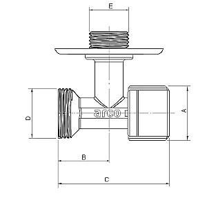 Клапан подключения стиральной машины 1/2"x3/4", хром, L-86 Anticalc ARCO