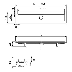 TECElinus dušas tekne air resti 800mm