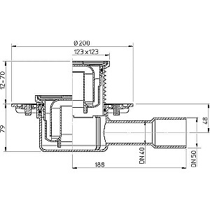 Sifons DN40/50 horizontāls