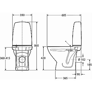 Ifo Sign 6832 tualete, šaurs modelis, universāls izvads