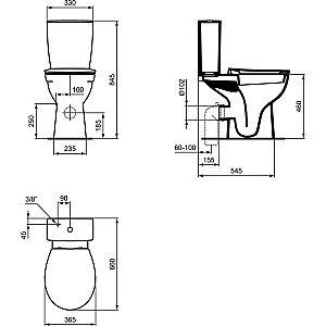 Ideāla Standard Eurovit grīdas tualete cilvēkiem ar īpašām vajadzībām