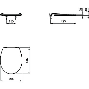 Ideāls Standard Eurovit tualetes vāks ar Soft-Close funkciju