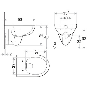 Geberit Selnova sienas tualete Rimfree