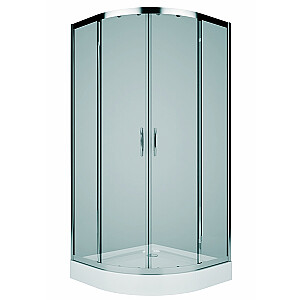 Dušas kabīne Rekord pusapaļa 80x80/190cm, bīdāmās durvis, caurspīdīgs stikls
