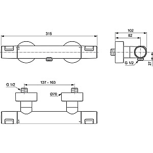 Термостат для душа Ideal Standard Cetherm T25, шелковый черный