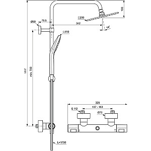 Dušas sistēma Ideal Standard Cetherm T100 ar termostatu