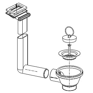 Клапан 1½" с резиновой пробкой и переливом.