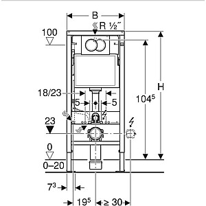 Geberit Duofix elements sienas tualetei, 112 cm, ar Delta cisternu 12 cm, skalošanas plāksne Delta01 balta, stiprinājumi iekļauti