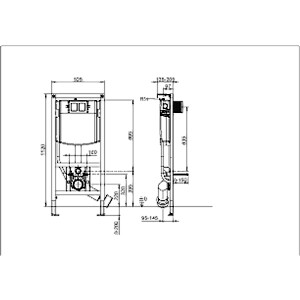 ViConnect padziļināts rāmis WC montāžai pie sienas, 525 x 130 x 1120 mm.