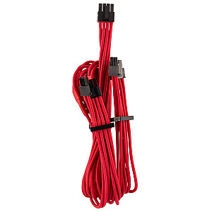 Двойной кабель PCIe Corsair Premium в оплетке, двойной комплект (Gen 4), красный